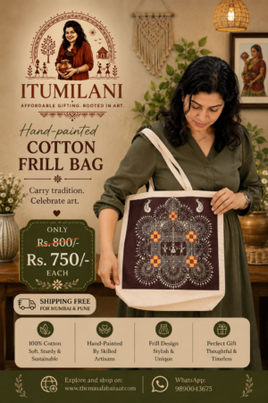 Hand- Painted Warli Chowk Cotton Bag