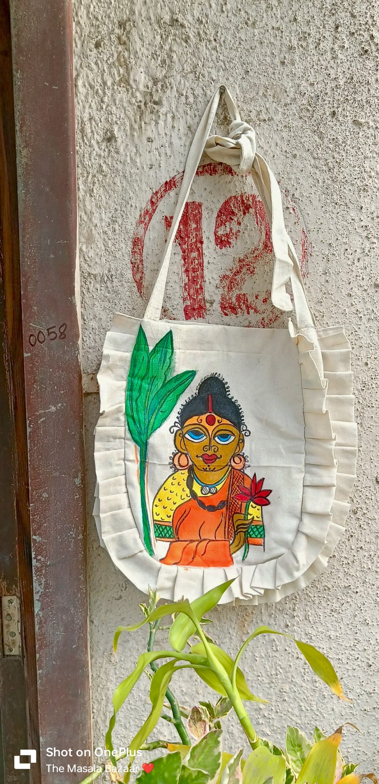 Hand- Painted Lady in Orange Saree - Image 2