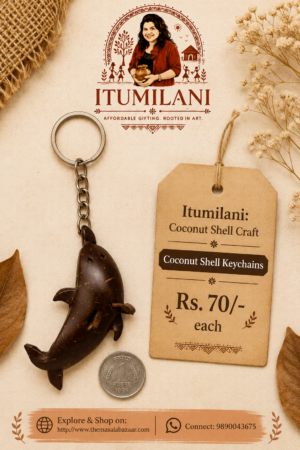 Coconut Shell Keychain Dolphin