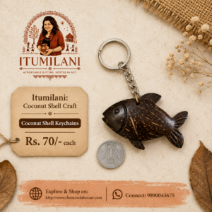 Coconut Shell Keychain Fish